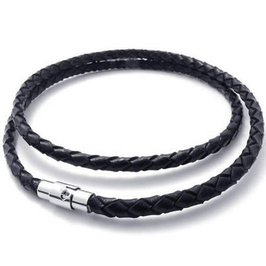 4mm Genuine Leather Cord Men Necklace Chain, Black, 4mm-Necklaces-KONOV-16.0 inches-Innovato Design