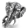 Men's Stainless Steel Ring Silver Tone Black Elephant-Rings-INBLUE-7-Innovato Design