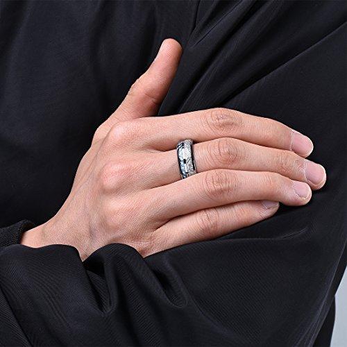 8 mm Men Tungsten Carbide Wedding Ring Imitated Meteorite Blue Carbon-Rings-Innovato Design-7-Innovato Design