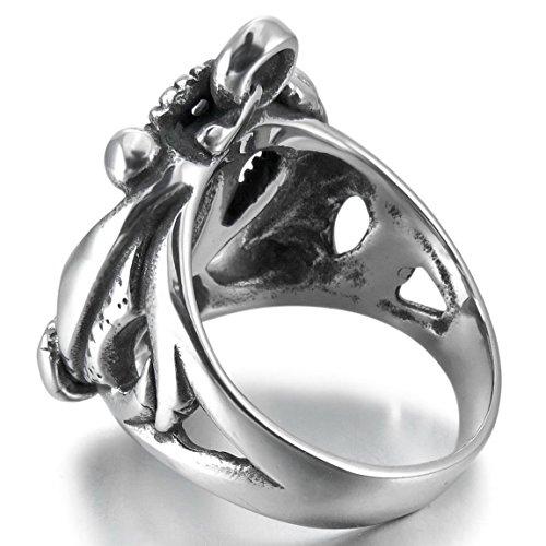 Men's Stainless Steel Ring Silver Tone Black Anchor Nautical Rope-Rings-INBLUE-7-Innovato Design