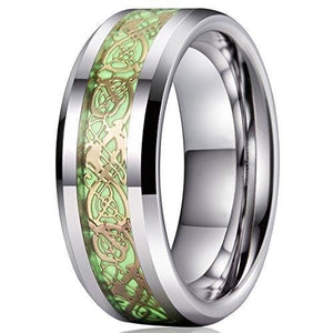 8 mm Gold Celtic Dragon Luminous Glow Tungsten Carbide Wedding Ring for Men Women-Rings-Innovato-7-Innovato Design
