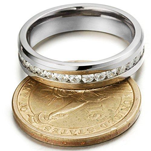 6mm Men Women Titanium Ring Engagement Wedding Band Cubic Zirconia Inlaid,Size 6-13-Rings-Innovato Design-4.5-Innovato Design