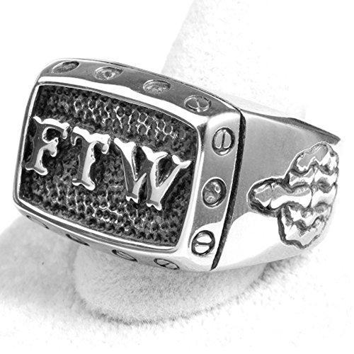 Vintage Men's Punk Rocker FTW Letters Gothic Ring-Rings-Innovato Design-7-Innovato Design