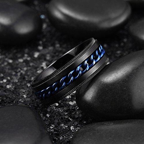 Stainless Steel 8 mm Rings For Men Center Chain Spinner Ring, Size 7-14-Rings-Innovato-7-Innovato Design