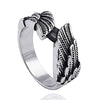 Men Stainless Steel Rings Antique Cool Black Feather Angel Wing Bands - InnovatoDesign