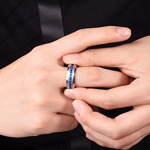 Men Women 8mm Titanium Engagement Ring Wedding Band Blue Simulated Sapphire Cubic Zirconia-Rings-Innovato Design-7-Innovato Design