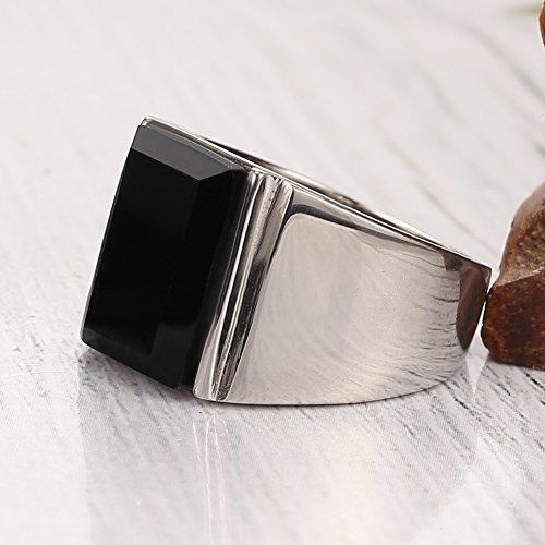 14MM Men 316L Stainless Steel Princess Cut Black Onyx Ring Band Highly Polishing Ring-Rings-Innovato Design-8-Innovato Design