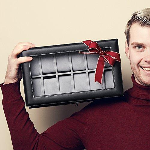 Men Watch Organizer Jewelry & Accessories Holder Display Case with Lock and Keys Black-Watch Box-Innovato Design-Black-Innovato Design