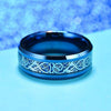 DRAGON Men Women 8mm Tungsten Carbide Ring Blue Carbon Fiber Silver Celtic Dragon Inlay Wedding Band