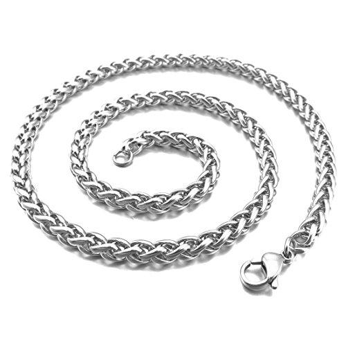 Men's 6mm Wide Stainless Steel Necklace Wheat Chain Link Silver Tone 14~40 Inch-Necklaces-INBLUE-15.0 inches-Innovato Design