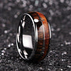 8 mm Men Real Wood Inlay Arrow Tungsten Carbide Wedding Ring Dome Style High Polished-Rings-Innovato Design-6-Innovato Design