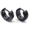 Men Stainless Steel Classic Plain Cambered Stud Huggie Hoop Earrings Set, Black - InnovatoDesign