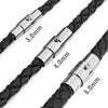 Men's 5mm Wide Stainless Steel Genuine Leather Cord Necklace Chain 14~40 Inch - InnovatoDesign