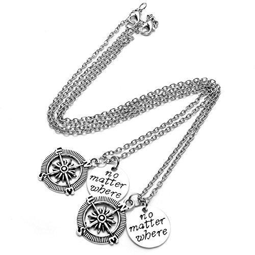 2pcs/Set "No Matter Where" "You're my person" Best Friends Lovers Couples Necklace Jewelry Set-Necklaces-Innovato Design-Find your way-Innovato Design