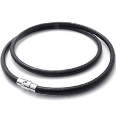 3 mm Men Women Genuine Leather Cord Necklace Chain Black-Necklaces-KONOV-16.0 inches-Innovato Design