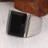 20 MM Men 316L Stainless Steel Princess Cut Black Onyx Ring Band/ highly polishing ring/wendding ring/Promise ring