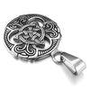Men's Stainless Steel Pendant Necklace Silver Tone Black Irish Celtic Knot Triquetra -With 23 Inch Chain - InnovatoDesign