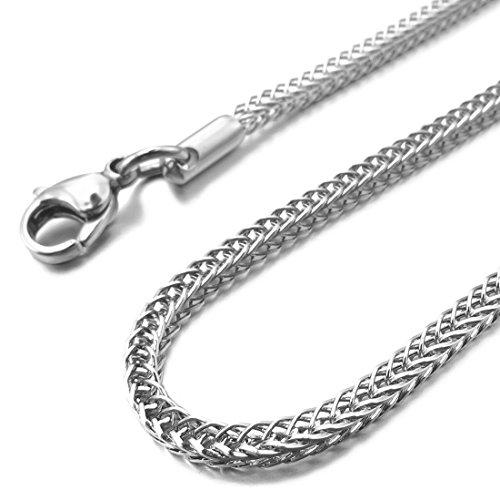 Men's 3.2mm Wide Stainless Steel Necklace Twist Wheat Chain Link Silver Tone 14~40 Inch-Necklaces-INBLUE-15.0 inches-Innovato Design
