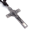 Men Vintage Style Jesus Crucifixion Cross Pendant Leather Cord Necklace Chain - InnovatoDesign