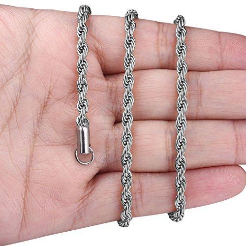 4MM Stainless Steel Twist Rope Chain Necklace for Men Women-Necklaces-Innovato Design-18.0 inches-Innovato Design