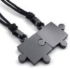 2pcs Men & Women Couples Stainless Steel Puzzle Pendant Love Necklace Set, Black