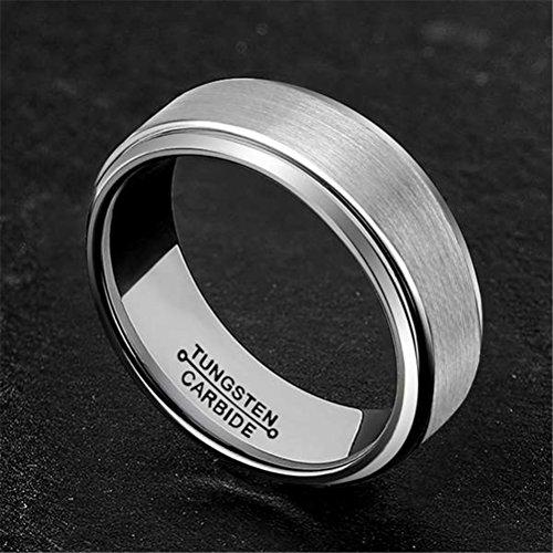 Men Silver 8mm Tungsten Carbide Ring Wedding Jewelry Engagement Promise Band for Him Pipe Cut Matte Finish-Rings-Fashion Month-7-Innovato Design