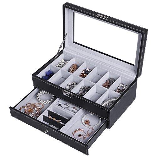 Men Watch Organizer Jewelry & Accessories Holder Display Case with Lock and Keys Black-Watch Box-Innovato Design-Black-Innovato Design