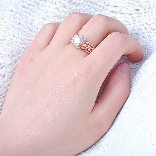 Rose Gold Sterling Silver Round Cubic Zircon Wedding Promise Gift Ring-Rings-Innovato Design-6-Innovato Design