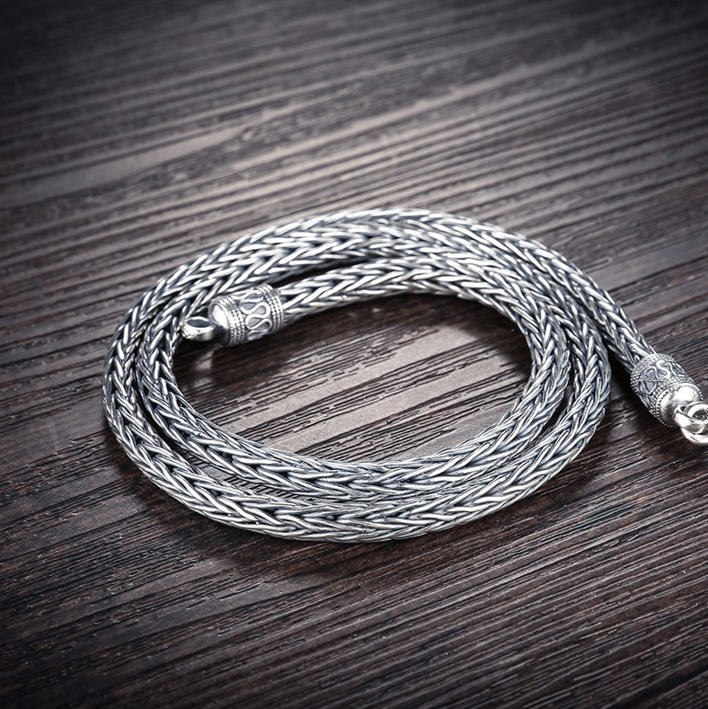 925 Sterling Silver Necklace Snake Twist 4mm Chain Link Silver Tone-Necklaces-Innovato Design-4mm 18.0 inches-Innovato Design