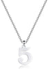 Stainless Steel Number Necklace Pendant for Men Women 20 Inch Chain Number 0-9-Necklaces-Innovato Design-F: Number Five-Innovato Design