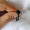 Women's Green Stone Round Lab Stone Engagement Wedding Rings for Her-Rings-Innovato Design-6-Innovato Design
