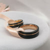 Rose Gold Inlay Black Tungsten Wedding Ring Set-Couple Rings-Innovato Design-8-6-Innovato Design
