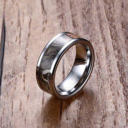 Men 8mm Tungsten Carbide Ring Silver Camouflage Hunting Camo Sport Fashion Wedding Engagement Band-Rings-Innovato Design-5-Innovato Design