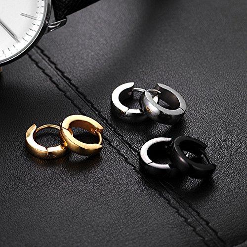 Stainless Steel 2mm 4mm 6mm Huggie Hoop Earrings Gold Silver and Black 3 Set-Earrings-Innovato Design-2mm-Innovato Design