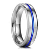 Unisex 6mm Thin Blue Line Titanium Ring High Polished Wedding Band Comfort Fit-Rings-Innovato Design-6.5-Innovato Design