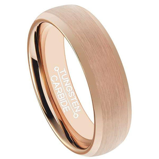 Men 6mm Rose Gold Tungsten Carbide Ring Fashion Wedding Engagement Band Matte Finish Domed Comfort Fit-Rings-Fashion Month-6-Innovato Design