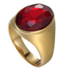Men's Vintage 18K Gold Plated Stainless Steel Gothic Oval Agate Red Ruby Rings-Rings-Innovato Design-7-Innovato Design