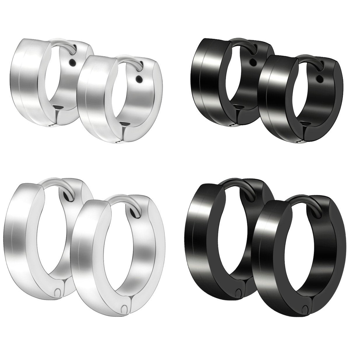 Men Huggie Hinged Hoop Dangle Earrings, Stainless Steel, Hypoallergenic Urban Hoop Earrings-Earrings-IPINK-Innovato Design