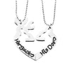 Silver Color Split Heart Her Buck His Doe Deer Pendant Necklace Set of 2-Necklaces-Jewelry_supplies-Innovato Design