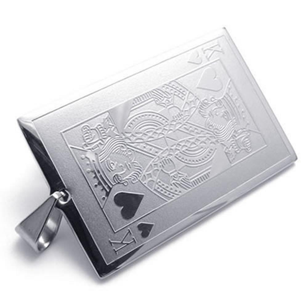 Stainless Steel the King of Hearts Card Poker Pendant Men Necklace 24 inch Chain-Necklaces-KONOV-Innovato Design