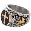 Christian Holy Cross Prayer Ring Stainless Steel Black Enamel Religious-Rings-Jude Jewelers-7-Innovato Design
