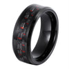 8MM Men's Tungsten Wedding Ring Black & Red Carbon Fiber Inlay Beveled Edges Thumb Rings,Size 7-14-Rings-Innovato Design-7-Innovato Design