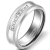 Men's Silver 6mm Tungsten Carbide Ring Cubic Zirconia Wedding Jewelry Engagement Promise Band for Him Matte Finish Comfort Fit - InnovatoDesign