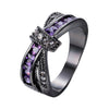 Jewelry Women's Purple ZC Stone Promise Gift Rings Lab for Engagement Wedding Criss Cross Black Gold Plated Ring for Her Size 5-10 - InnovatoDesign