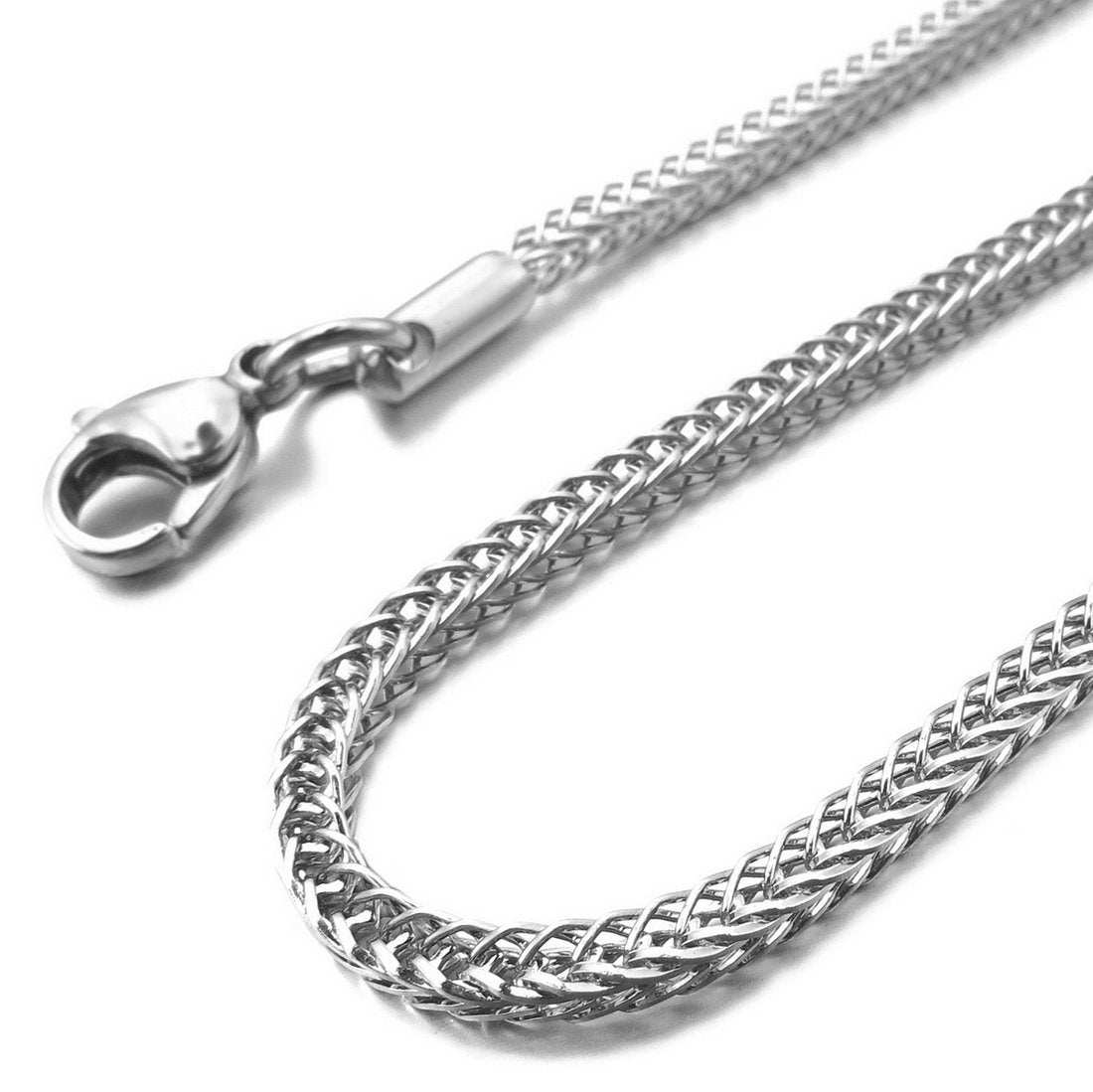 Men's 3.2mm Wide Stainless Steel Necklace Twist Wheat Chain Link Silver Tone 14~40 Inch-Necklaces-INBLUE-15.0 inches-Innovato Design