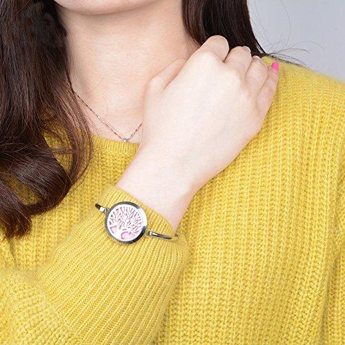 Essential Oil Diffuser Bracelet Women Men Openable 30mm Round Locket Bangle Stainless Steel-Bracelets-Innovato Design-Tree-Innovato Design
