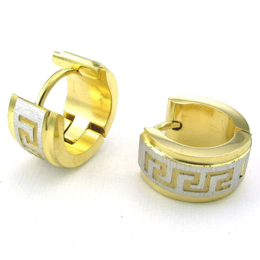 Men Stainless Steel Stud Huggie Hoop Earrings Set, Gold Silver-Earrings-KONOV-Innovato Design