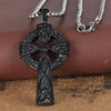 Stainless Steel Irish Knot Celtic Cross Pendant Necklace For Mens,24 Inches Link Chain,Jet Black-Necklaces-Innovato Design-Innovato Design