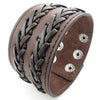 Men Leather Bracelet, Wide Cuff Bangle, Fit 7-8.5 inch, Brown-Bracelets-KONOV-Innovato Design