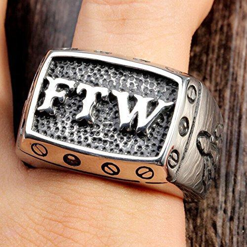 Vintage Men's Punk Rocker FTW Letters Gothic Ring-Rings-Innovato Design-7-Innovato Design